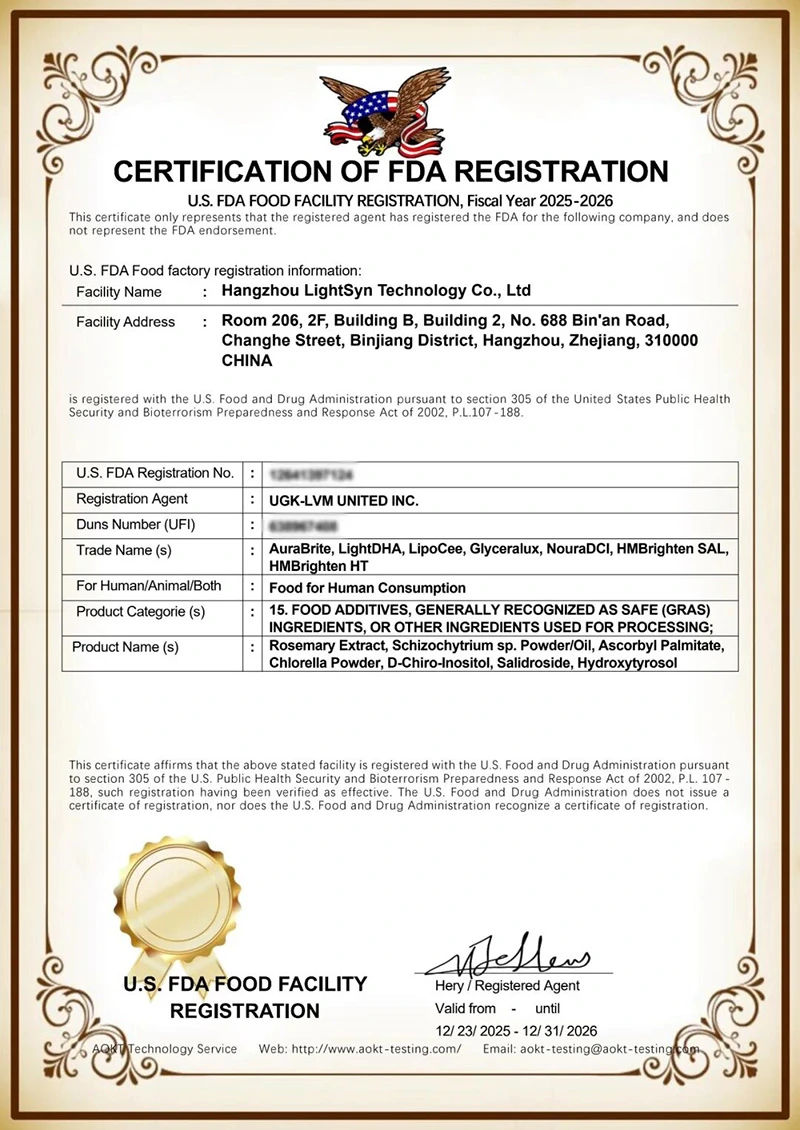 Respaldada por tres certificaciones clave | Hangzhou LightSyn Technology Co.,LTD  obtiene las certificaciones de la FDA, Halal y REACH de la UE, consolidando así sus bases para la expansión en el mercado global